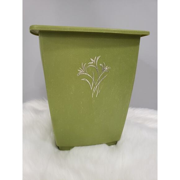 Vintage Harmony House 70s Mod Green Retro Trash Waste Can Bucket Sears Roebuck - Picture 1 of 6
